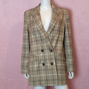 ASOS Aristocrat Mansy Plaid Padded Shoulders Suit Blazer size 8